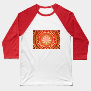 Mandala red gold dots Baseball T-Shirt